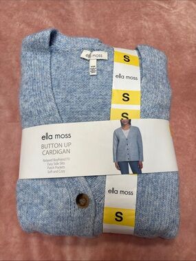 Ella Moss Heathered Sky Blue Button Cardigan